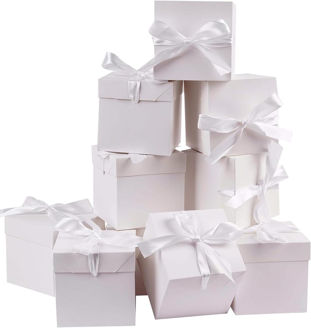 Elephant-package 12Pack White 6Inch Gift Boxes with Lids, Squared Boxes with Lids Perfect for Weddings, Birthday Party Favor, Engagements, Graduations, Holidays, Christmas Xmas, New Year.