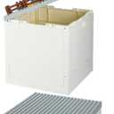 SHIMOYAMA Folding Storage Box with Large Building Lid for Duplo Blocks (Gray), 0B80ALD3232
