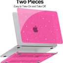 G JGOO Compatible with MacBook Air 13 inch Case 2026 2025-2022 M5 A3449 M4 A3240 M3 A3113 M2 A2681, Glitter Platsic Hard Shell for MacBook Air 13.6 inch Case+Keyboard Cover+Screen Protector, Hot Pink