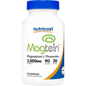Nutricost Magtein Magnesium L-Threonate 2,000mg, 90 Capsules - Gluten Free, Vegetarian, 30 Servings