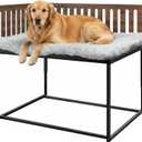 Beside Dog Bed,2 Wood Side Panel Adjustable Height Dog Bunk Beds,47''x 31'' Metal Dogs Bed Frame with Cushion,X-Large