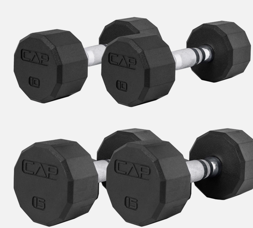 CAP 50 lbs Coated Dumbbell Set | Multiple Styles 10LBx2, 15lbx2 Set Fast Ship