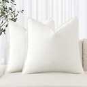 MIULEE Decorative Linen Euro Sham Pillow Covers 24x24 Cream White Boho Farmhouse Neutral Couch Throw Pillows for Bed Pack of 2 Accent Modern Pillowcase Sofa Livingroom Home Decor