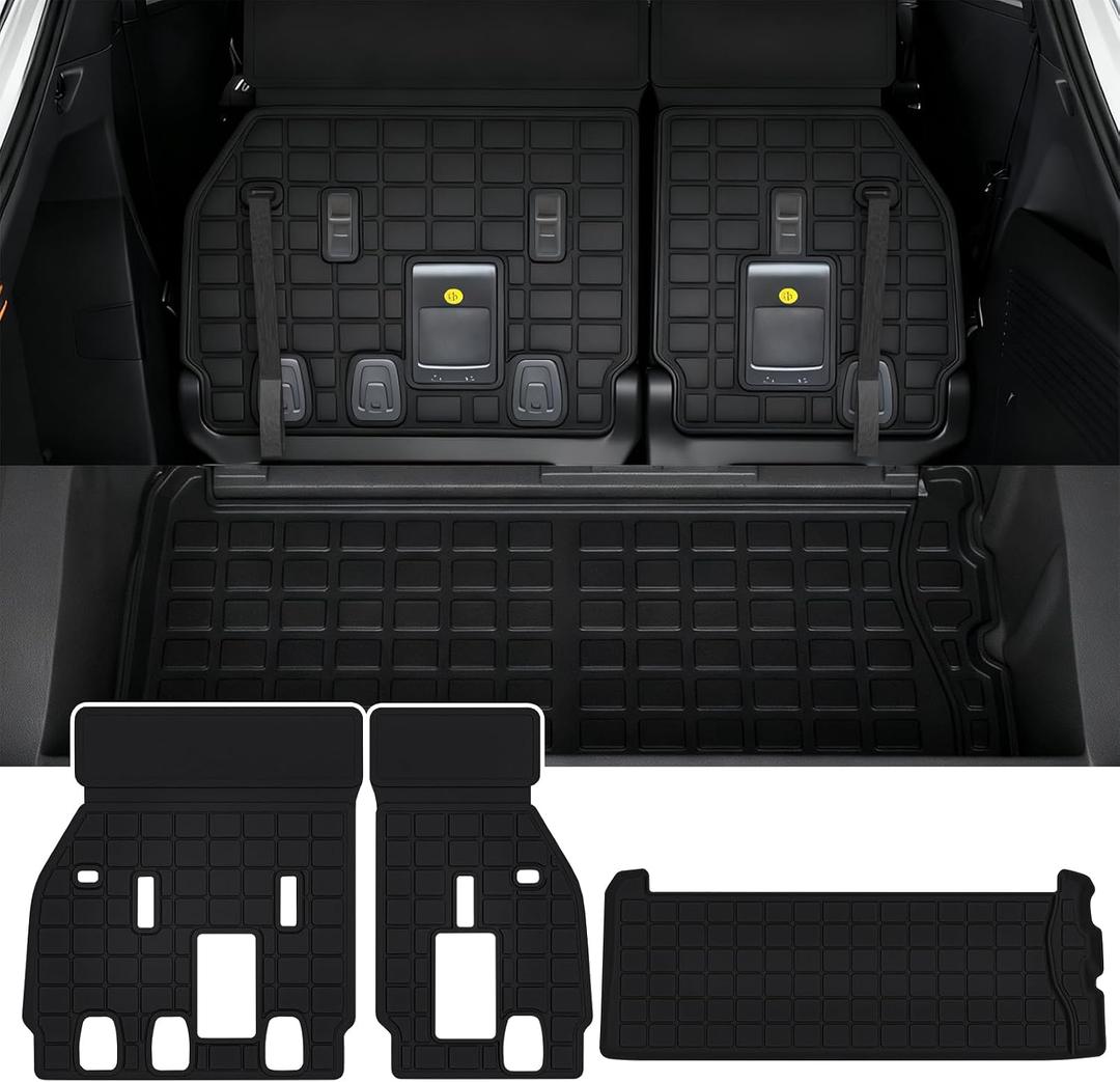 Cargo Mat with Backrest Protection for 2021-2025 2026 Toyota Sienna, TPE All Weather Protection Cargo Liner with Velcro Rear Seats Backrest car Accessories-Black