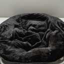 Urban Lifestyle Faux Fur Saucer Chair, Foldable Cozy Accent Chair for Kids, Teens & Adults, Gaming Chair Dorm Chair Bedroom Chair, Metal Frame, Black Faux Fur Seat