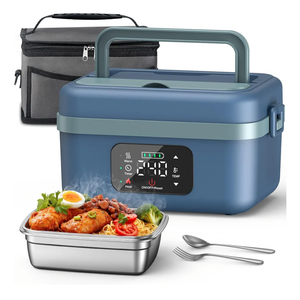 VASG 2026 Upgraded Heated Lunch Box for Adults, 16000mAh Cordless Rechargeable Electric Lunch Box with 1L Stainless Steel Container, Self-Heating Food Warmer for Work, Office & Travel, Blue/Green