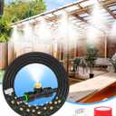 Misters for Outside Patio 63FT(19.2M)+21 Brass Mist Nozzles+a Brass Adapter(3/4") Detachable outdoor misting cooling system for Garden, waterpark, Greenhouse, Backyard, Fan, Umbrella, Deck, Canopy
