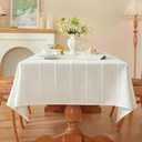 Zobesta White Table Cloth Rectangle 53 x 70 Inch, Cotton White Tablecloth Rectangle Heavy Weight Washable Farmhouse Soft Boho Tablecloth for Party, Holiday, Picnic, Dining, Outdoor,Wedding