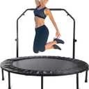 Rebounder Trampoline for Adults, 50" Foldable Spring Fitness Trampoline - 450 lbs Capacity, Quiet & Stable Indoor/Outdoor Exercise Equipment for Cardio Workout, Black