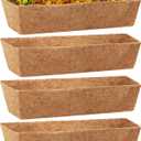 Legigo 4 Pack 24 Inch Square Coco Liners Planter Baskets Liner- Natural Coconut Coir Basket Liner Replacement, Window Box Liners Trough Coconut Liners for Wall Planter Garden Deck Fence Flower Baskets