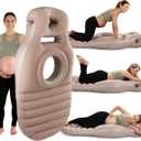 Pregnancy Blow Up Pillow, Belly Mattress for Pregnant Women with Electric Pump, Full Body Maternity Airbed with Hole for Stomach Sleeping, Back Pain & SPD Relief, Gray