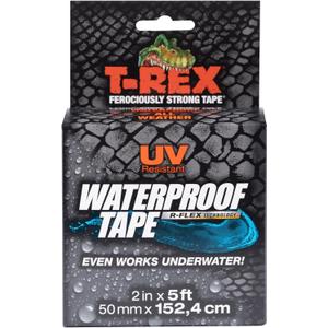 T-REX Heavy Duty Waterproof and Repair Tape for Wet or Rough / Dirty Surfaces Including Underwater, Leaks and More, 2" x 5', Black, 1-Roll (285988) (2 inch wide)