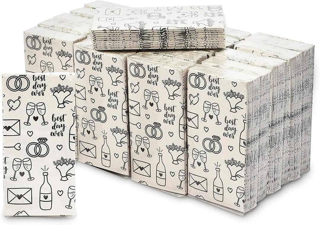 Wedding Theme Facial Tissues - 24 Pack 3-ply Travel Size Pocket Tissue Party Favors, 240 Count Total