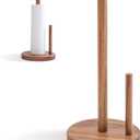 14.3" Acacia Wooden Paper Towel Holder, 6.7" Large Heavy Base Wooden Kitchen Roll Stand Organizer Free Standing, Rustic Farmhouse Paper Towel Holder Stand, Standing Paper Towel Roll Holders (6.7" Acacia Double Column)