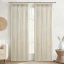 Light Beige Natural Linen Blackout Curtains 90 Inches Long 2 Panels Set for Patio Sliding Door, Modern Pinch Pleat Double Layer Sun Block Window Drapes for Office 40 x 90 Inch Cream Decorative Curtain