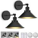 Battery Operated Wall Sconce Set of 2,Vintage Sconces Wall Decor Set of 2 with Remote, Dimmable Wall Lights for Living Room, Wall Lamp Fixture Indoor Bedroom Farmhouse Gallery Kitchen, Black