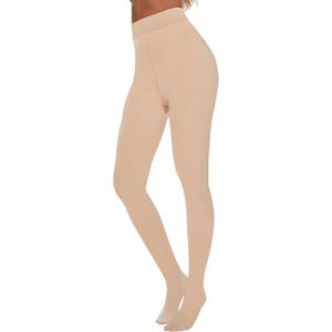 TNNZEET Fleece Lined Tights Women  Pantyhose Colorful Opaque Black Sheer Thermal Winter Warm Leggings Under Dress (Large-X-Large, 4-nude 230g)