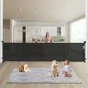 Retractable Baby Gates Dog Gate - 200" Extra Wide Expandable Child Safety Gate, 37" Tall Toddler Pet Mesh Gate with Reinforced Strips for Doorways, Stairs, Hallways, Outdoor & Indoor Large Openings