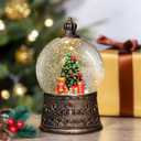 Christmas Snow Globes Lantern with Music, Christmas Tree Snow Globes with Swirling Glitter Effects, USB/Battery Powered with 6-Hour Timer, Holiday Decorations Indoor