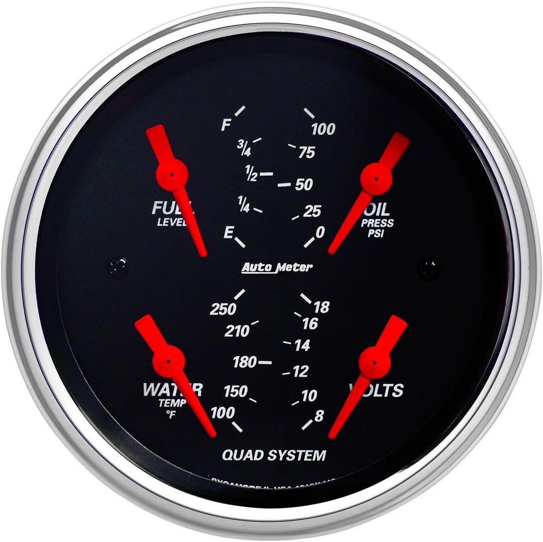 Auto Meter 1412 Designer Black Quad Gauge, 3.375 in.