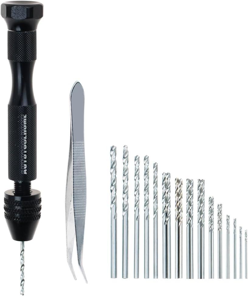 Precision Pin Vise Hand Drill with 25pcs Micro Twist Drill Bits Set (0.5-3.0mm) Mini Hand Drill Rotary Tool for PCB,Metal,Wood,Jewelry,Plastic,Resin Manual Making DIY Assembling Drilling