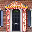 Blulu 3 Pcs Carnival Circus Porch Banner Decorations Circus Party Awning Hanging Banner Carnival Welcome Door Decorations Set for Birthday Baby Shower Party Supplies
