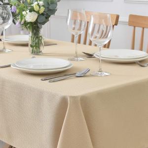 maxmill Jacquard Square Tablecloth Stain Resistant Waterproof Wrinkle Resistant Washable Soft Table Cloth, Decorative Fabric Table Cover for Dining Room, Indoor and Outdoor Use, 52 x 52 Inch, Beige