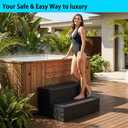 Black Hot Tub Steps,Outdoor Steps with 25 Inch Long, Multi-Purpose Steps for Above Ground Pool, Spa, Deck & Porch Outside, Waterproof Non-Slip.Heavy Duty Spa Steps Werght Capacity 600 LBS