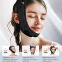 V-Line Sculpting Face Mask Silicone Chin Strap for Jawline Tightening & Double Chin Reduction (23-27 Inches) Black