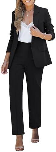 luvamia Women's Two Piece Sets Pants Suits Dressy Business Casual Outfits Professional Blazer Pantsuits Set Work Office. (Black, Small)