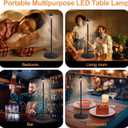 2 Pack Rechargeable Table Lamps, Upgraded Portable LED Cordless Desk Lamp, 6000mAh Battery Operated Table Light, 3 Color Stepless Dimmable Night Light for Restaurant/Indoor/Outdoor (Black)