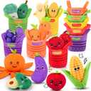 Baby Toys 6-12 Months, My First Fruits & Vegetables Sensory Toys with Rattle Crinkle Sounds Color Sorting Play 15 PCS, Montessori Toys for 1 Year Old, Toddler Stocking Stuffers Baby Boy Girl Gifts