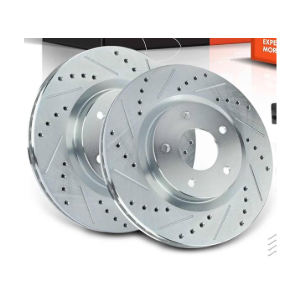 Front Brake Kit, Drilled and Slotted Brake Rotors Brake Pads Compatible with Rogue 2008 2009 2010 2011 2012 2013 001