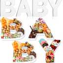 Mifoci 4 Pcs Large Baby Shower Food Trays 13.7" Charcuterie Cardboard Letter Shaped Serving Platter Fillable Boxes for Gender Reveal Baby Shower Party Paper Chocolate Candy Decoration(White)