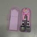 Teenieping Character Dinnerware Set with Case, Cutlery Set, Fork, Spoon, Tableware, Training Chopsticks for Beginners with Silicone Rings (Auroraping)