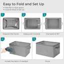 Storage Basket Bins with Metal Frame, Large Collapsible Fabric Storage Baskets for Organizing Shelf, Basket Organizer W/Handles for Blankets, Towels, Laundry, Shelves, 15-Pack, Grey