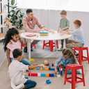 Leinuosen 6 Pcs Plastic Stool for Classroom 18 Inch Stackable School Stools Modern Portable Nesting Chair for Kids Students Classroom School Home Office (Red)
