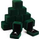 Junkin 24 Pieces Velvet Ring Box Earring Jewelry Display Box Ring Case for Wedding Engagement Birthday Proposal and Anniversary(Green)