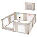 Doradotey Baby Playpen, Shape & Size Adjustable Large Baby Playard for Babies and Toddlers, Foldable Playpen Fence Indoors Play Center Yards, Breathable Mesh Anti-Fall Play Pen 79x71, Cream