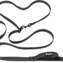 Hands Free Dog Walking Leash, 9ft Black Adjustable Running Leash with Control Handle