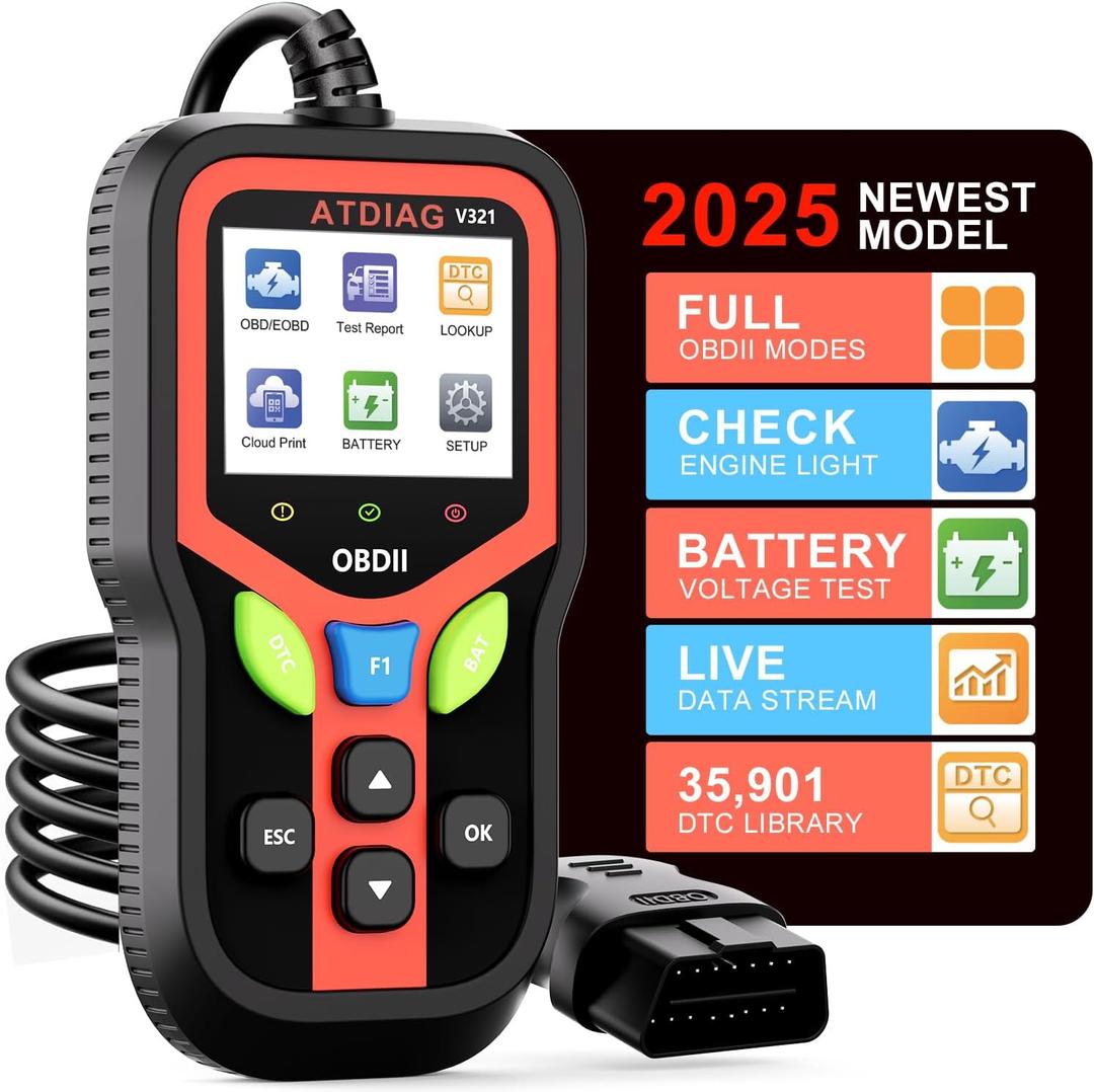 2025 Upgraded OBD2 Scanner Diagnostic Tool, Check Engine Lights and Clear Vehicle Trouble Codes with Professional Battery Start Test, Cloud Printing Enhanced Car Scanner for All Vehicles Since 1996