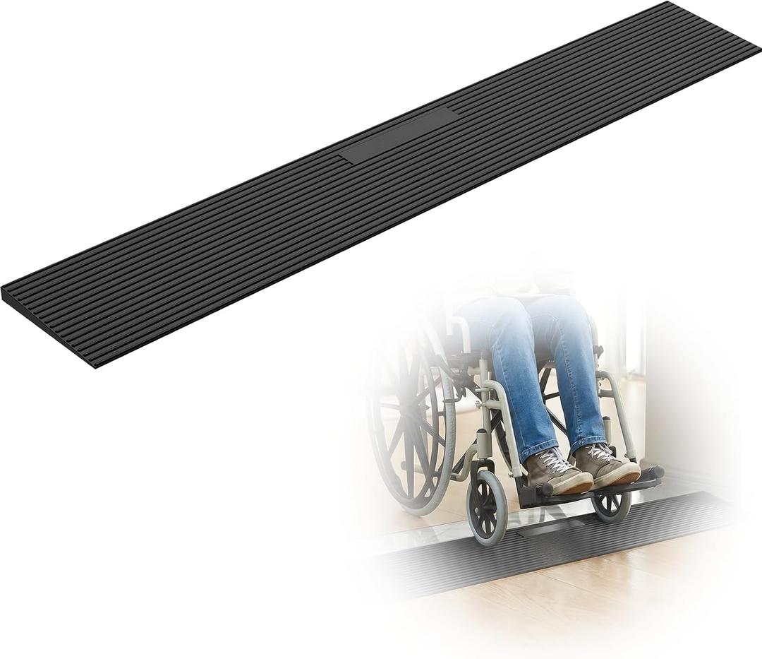 FACHNUO 0.6" Rise Rubber Threshold Ramp for Doorways, 35.4" Wide, 3306 LBS Load Capacity Wheelchair Ramp - Cuttable Non-Slip Rubber Ramp, Secure and Stable for Curbs, Wheelchairs, Walkers and Scooters