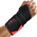 Cordless Wrist Massager for Carpal Tunnel Relief, Hand Massager with Heat, Heated Wrist Massager, Wrist Heating Pad for Pain Relief, Heated Wrist Wrap for Pain, With Red Light, 3 Heat & 3 Massage Modes, Black