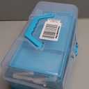 Sunxenze 12'' Three-Layer Clear Plastic Craft Storage Box, Tool Box/Sewing Box Organizer, Art Storage Box with Handle (Light Blue) (1PCS 12 Inch)