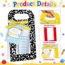12Set Back to School Teacher Gifts Bulk Composition Book Cup Drink Carrier with Handle Greeting Card Red Blue Lined Crayon Design for Back to School Teacher Student Classroom Appreciation Party Favors