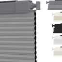 SUNOFF Cordless No Drill Blackout Cellular Shades, 34.5" W x 48" H, Grey
