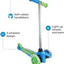 Scooter for Kids Ages 3-5 - Light Up Wheels, Extra Wide Deck, Foot Activated Break, Self Balancing Kids Toys for Boys & Girls (Green)