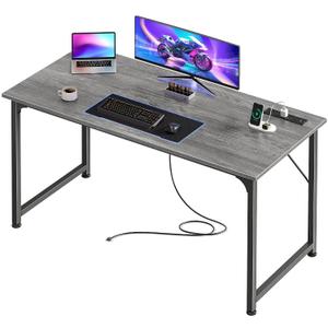 PRAISUN 47 X 20 Inch Computer Desk, Power Outlets, USB-C, Grey