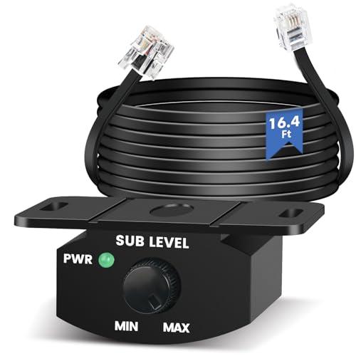 Universal Bass Control Knob for Car Amplifier with 4 PIN Extension Cable 5M/16FT, Audio Bass Volume Knob Power Indicator.