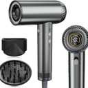 2026 Hair Dryer, 200,000 RPM Professional High Speed Blow Dryer with Diffuser for Women, 1200M Negative Ionic Hair Dryer with Brushless Motor, Low Noise Hair Blow Dryer for Home Travel Salon,Gray